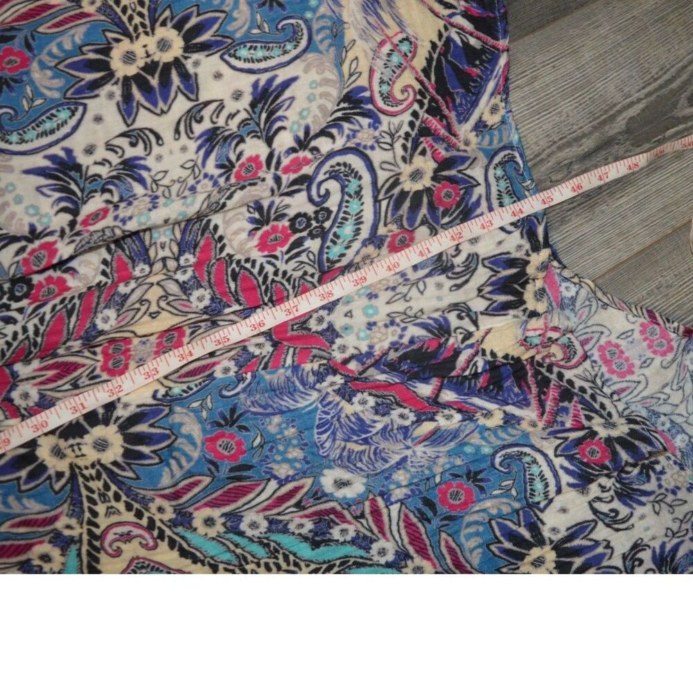 By Anthropologie Smocked Gauze Criss-Cross Dress Blue Motif Boho Medium - Picture 8 of 16